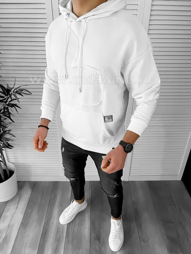 Hanorac barbati slim fit alb K004 i3-6